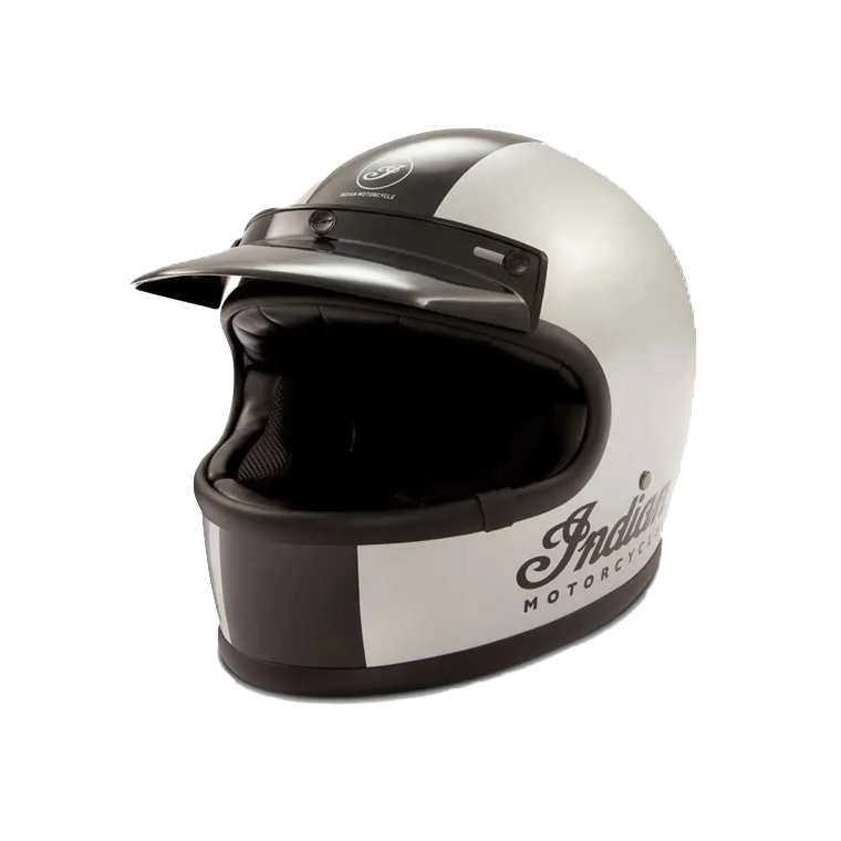 Gloss Stripe Retro Full Face Helmet, Silver